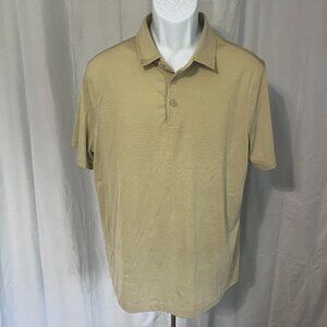 Lululemon Men's tan sleeve performance tech polo shirt Large L EUC